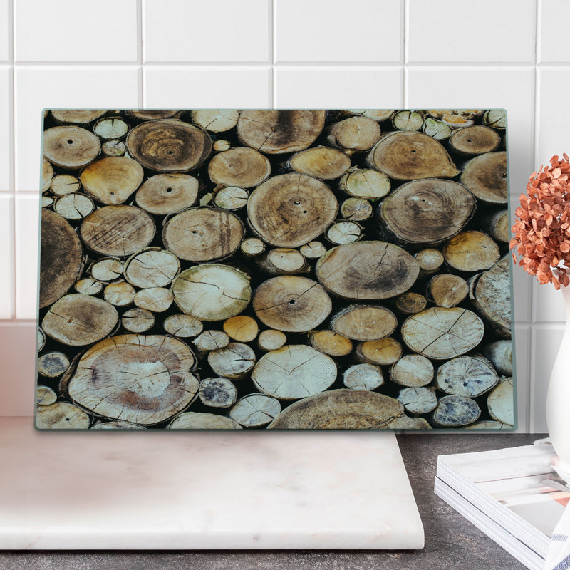 Ambesonne Rustic Cutting Board Large Size Wooden Logs Oak Tree Pale Sand Brown