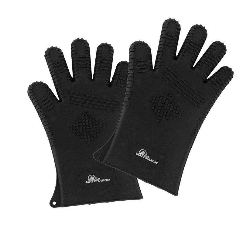 Extra Long Black Silicone BBQ Grill Gloves
