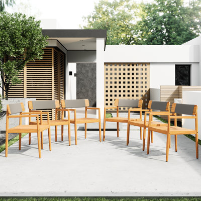 4 chaises de patio en bois à l'apparence grise et résistantes à la piscine