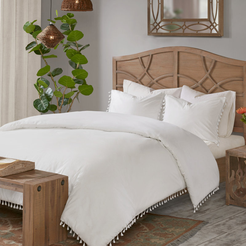 Lillian Casual Cotton Duvet Cover, Full/Queen + 2 Shams, Ivory