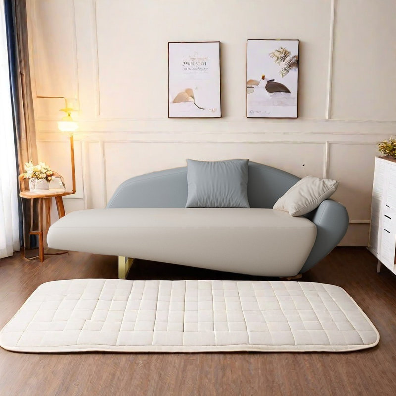 Méridienne respirante en cuir Napa, Bleu / Beige
