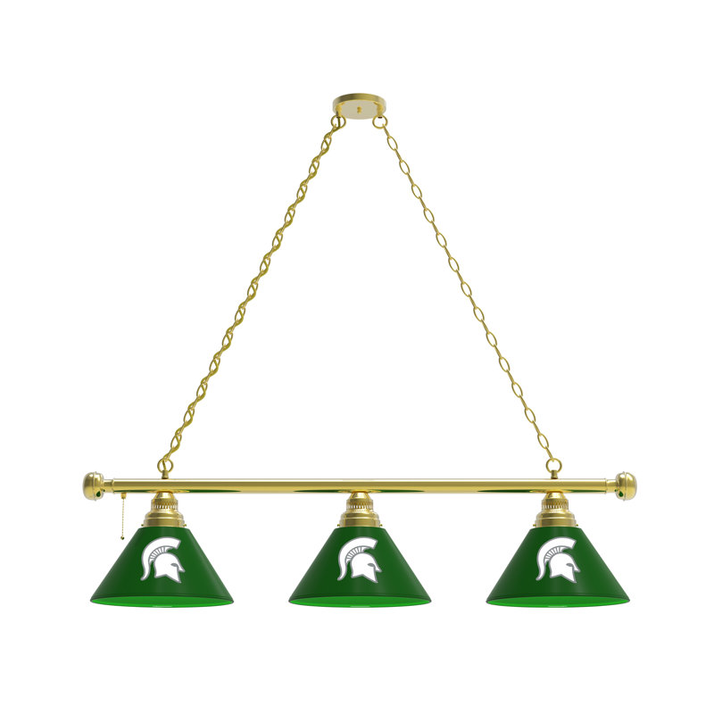 3 - Light Pool Table Lights Pendant, Brass, Michigan State Spartans