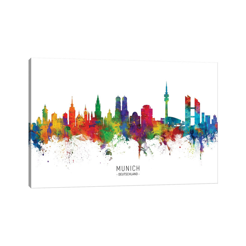 «Munich Allemagne Skyline» par Michael Tompsett, impression sur toile tendue, H 40 po x l 60 po x 1,5 po
