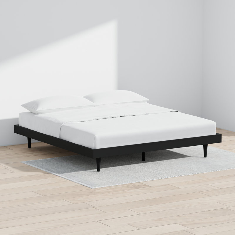 Wojcik Modern Wooden Bed Frame, Black, King