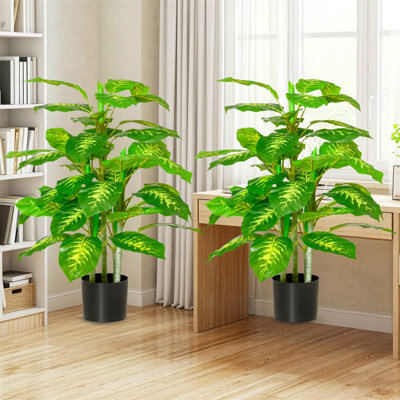 95 cm H Faux evergreen Tree Plant in Cement Freestanding Planter