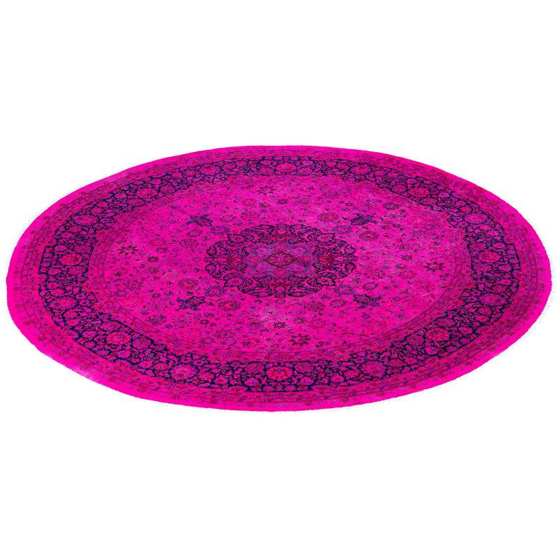 Tapis rose en laine noué à la main de style contemporain Cairns 8 pi 1 po x 8 pi 4 po