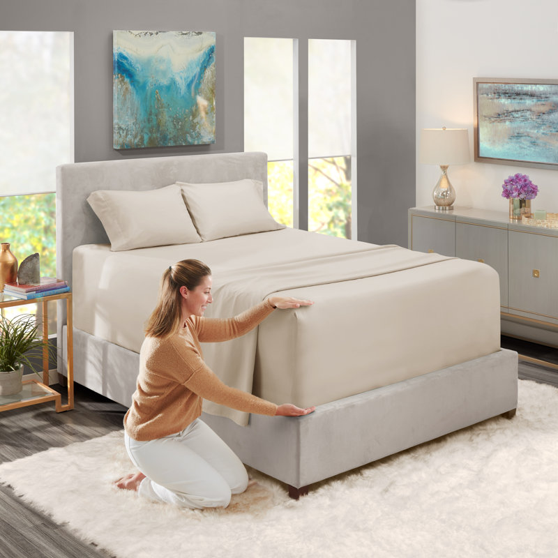 Ensemble de draps en micro-fibre, Drap-housse de taille double, Lin