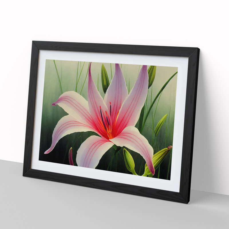 Epic Lily Flower - Framed Print, Black, 46cm H x 64cm W x 2cm D