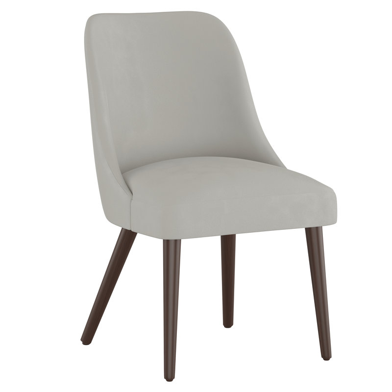 Chaise en bois massif Lozelle, Espresso, Velours performance gris clair Bella