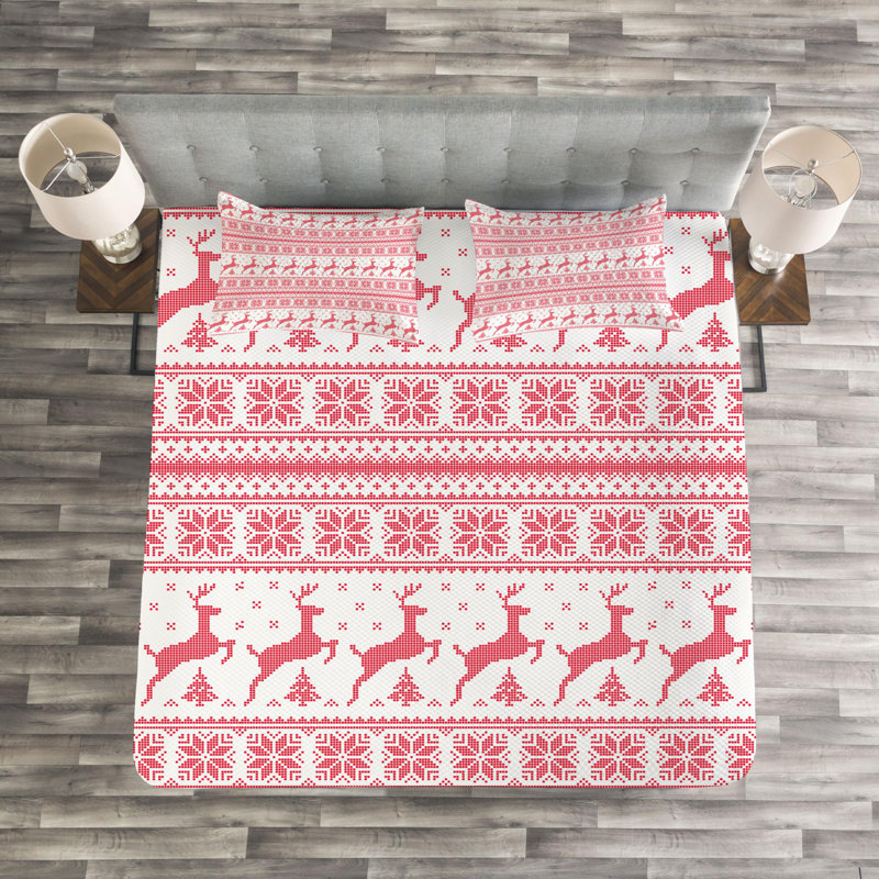 Rustic Polyester Geometric Shapes Coverlet, King Coverlet + 2 Shams