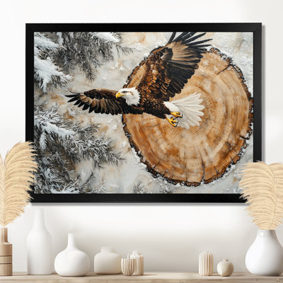 Aigle, esprit du vent dans la forêt d'hiver III - aigle, art mural