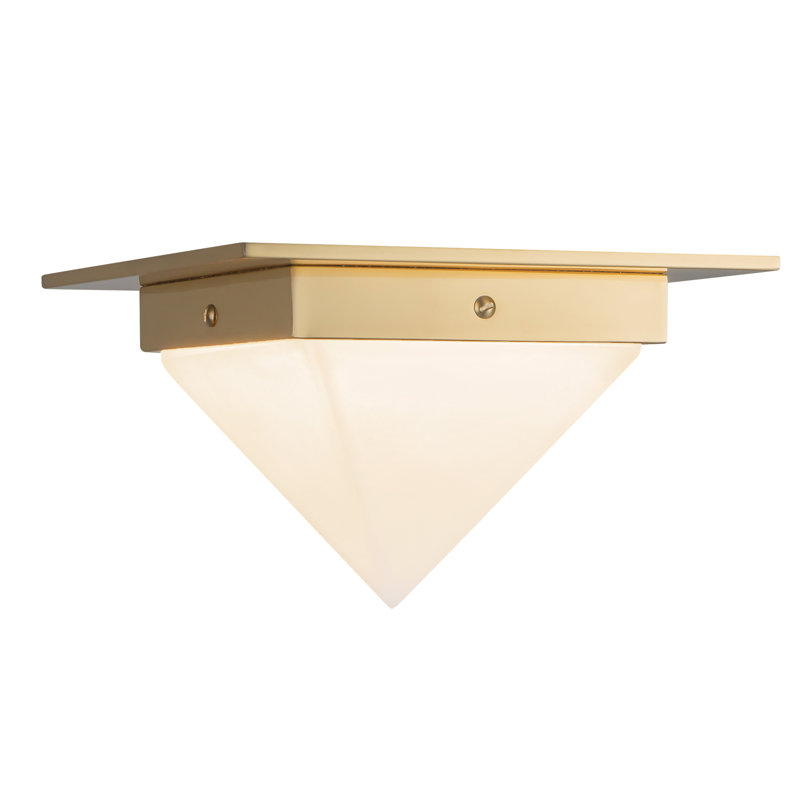 Mineral 8-in Brass Flush Mount, Brass, Alabaster