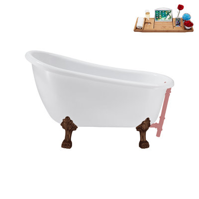 53.1'' x 25.6'' Freestanding Soaking Acrylic Bathtub