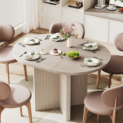 Table de salle à manger extensible pour 4-6, table de salle à manger ovale moderne avec grand rangement