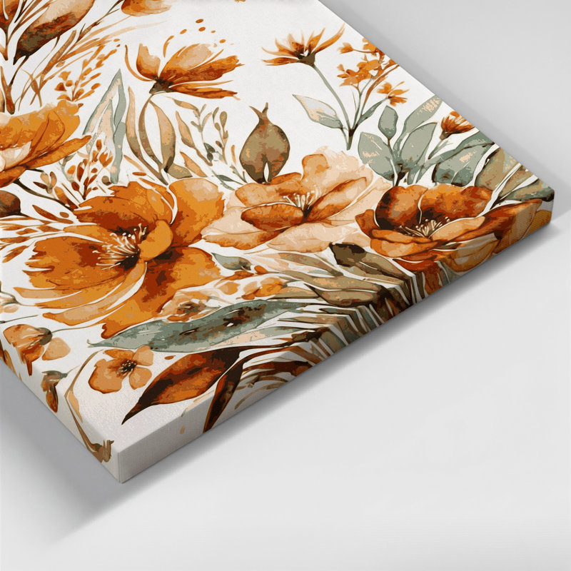 Aquarelle florale 56, art mural sur toile grise, H 24 po x l 36 po
