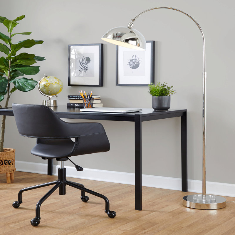 Lampe sur pied en métal en nickel poli et cristal K9 transparent avec accents en métal blanc