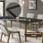 Rectangular Dining Table , Glass  Top & Vintage Oak
