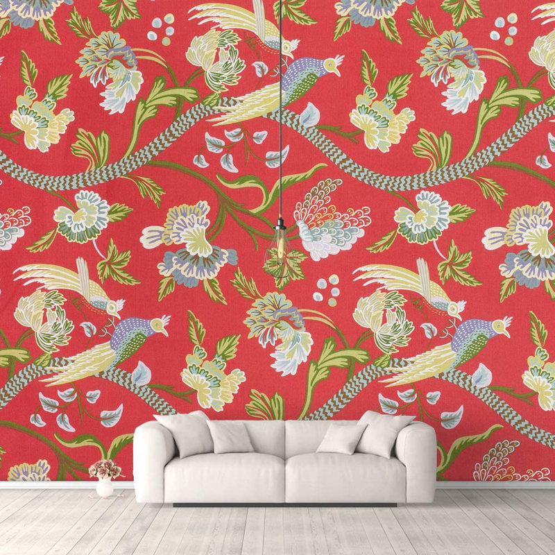 Peel & Stick Floral Border, 66" L x 96" W, Red