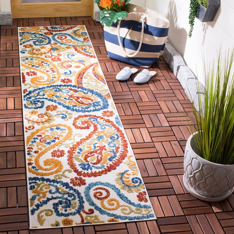 Schneck Performance Paisley Indoor/Outdoor Area Rug, Runner 2' x 6'