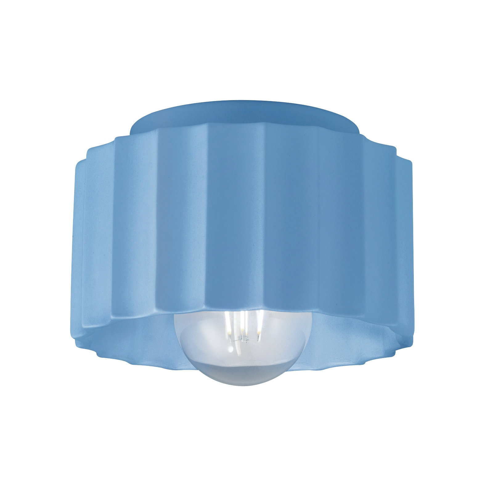 Colgate Single Light Ceramic Flush Mount, Sky Blue, 5" H x 8" W x 8" D