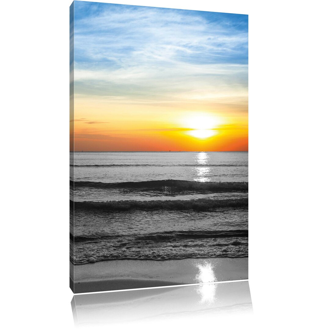 Malibu Beach Sonnenaufgang, Wasser, Sand Kunstdruck auf Leinwand