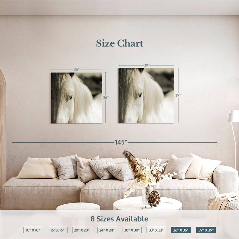 Ronce les chevaux blancs de Camargue III, H 39 po x l 39 po