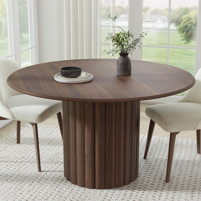Table de salle à manger en bois massif, Noyer, H 30 po x L 52 po x l 52 po