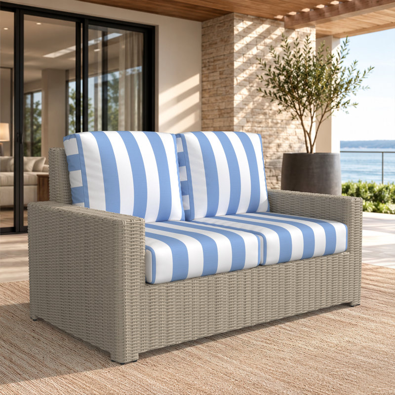 Causeuse d'extérieur Henri avec coussins Sunbrella, Sunbrella® Canvas Natural