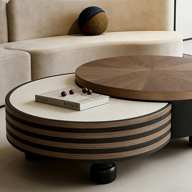 Microcrystalline stone storage coffee table