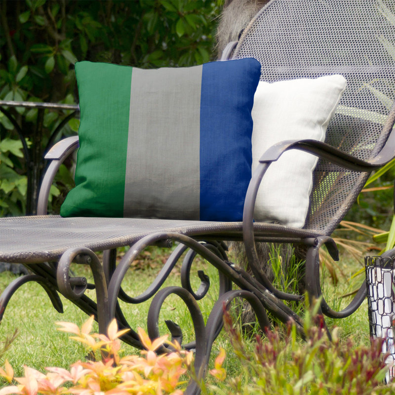 Coussin décoratif d'intérieur/d'extérieur, 20 po x 20 po, Vert / argent / bleu