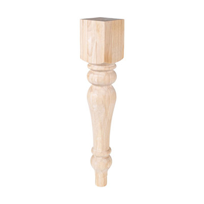 5in W x 28-1/2in H Unfinished Hardwood Farmhouse Leg, 1 Piece