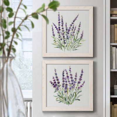 Lavande botanique I - ensemble de 2 peintures sur toile encadrées