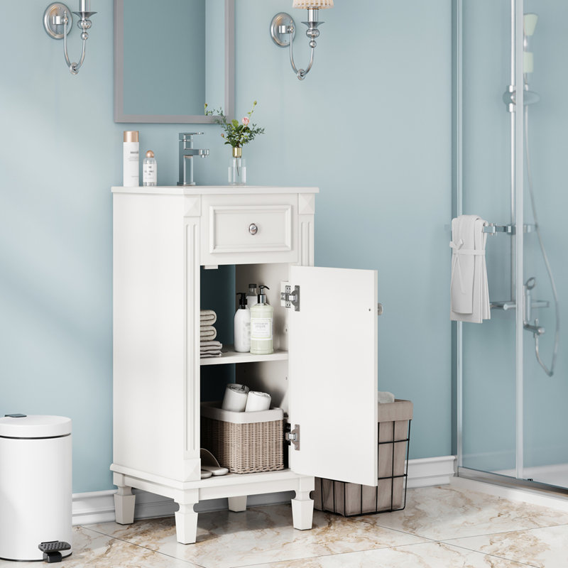 18-inch Bathroom Vanity with Ceramic Sink, White