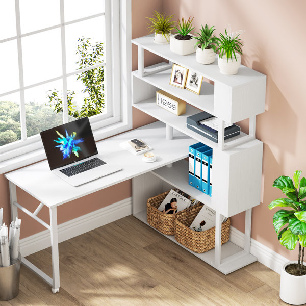 Ivy Bronx Gertruda L-Shaped Metal Base Computer Desk & Reviews | Wayfair