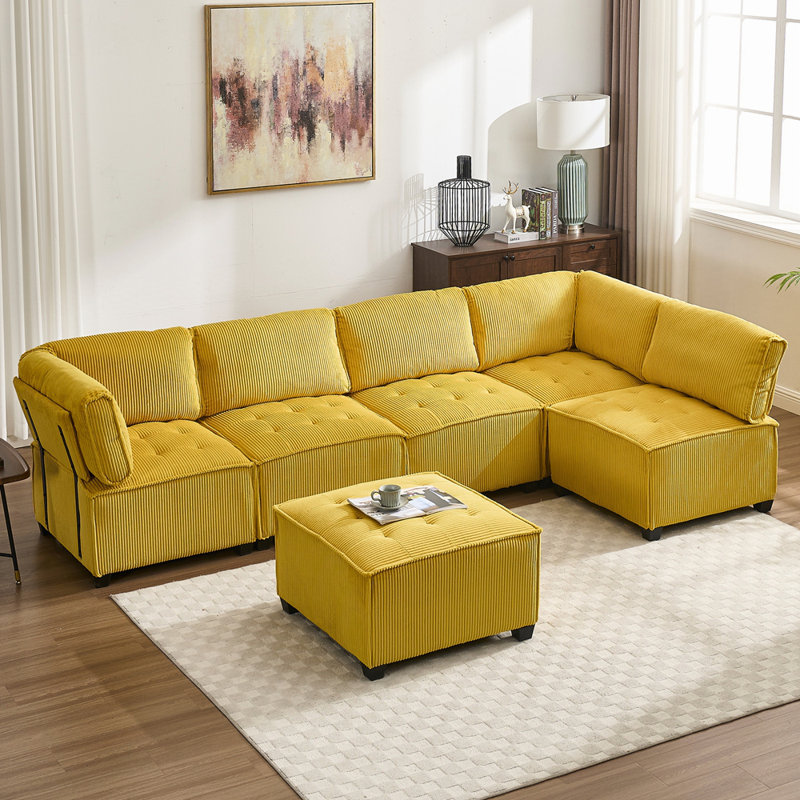 Canapé modulaire modulaire en U avec méridienne réversible convertible à 6 places pour un salon polyvalent