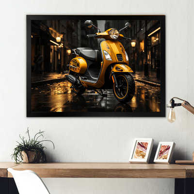 «Yellow Black Scooter City Glide II», reproduction sur toile encadrée