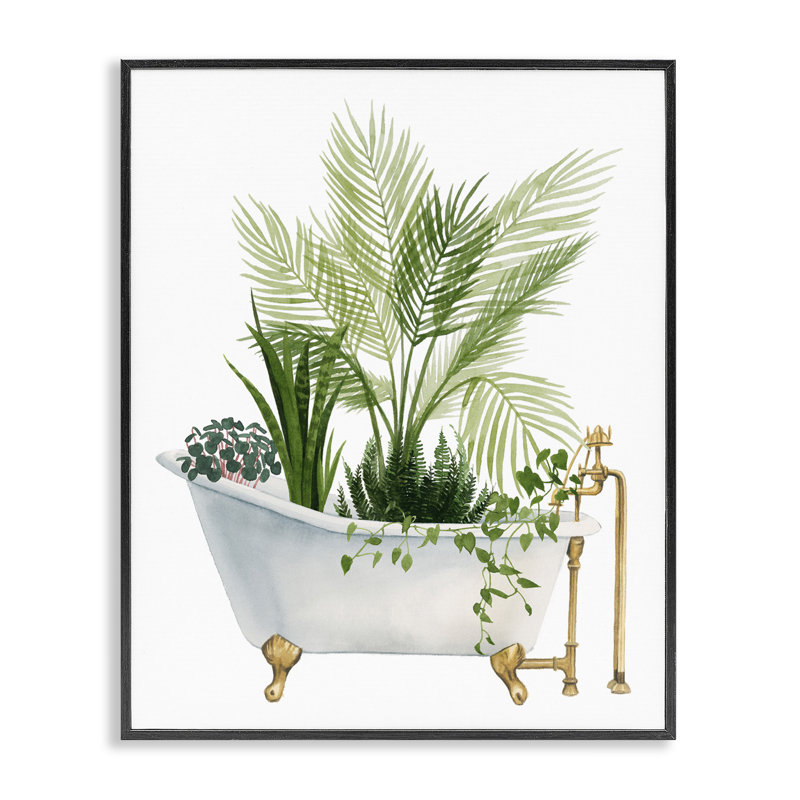 «Divers Plants Greenery VIntage Tub» par Grace Popp - photographie sur bois, Giclée encadrée noir minuit