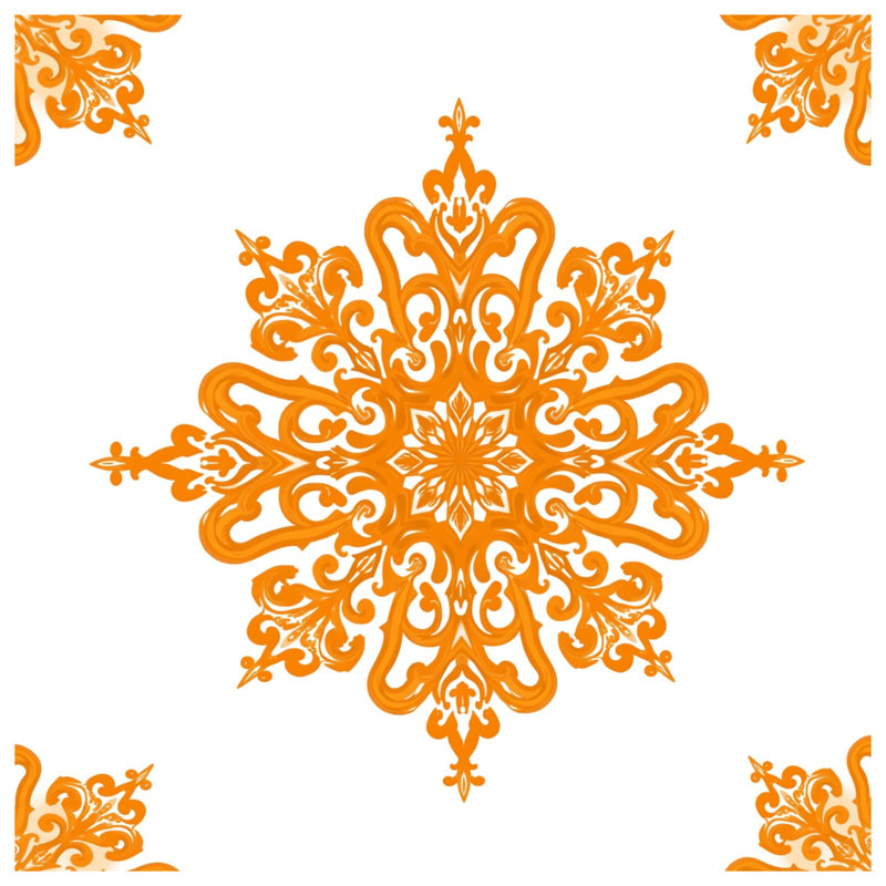 Orange Ornament Motif Blankets, 50in W x 60in H