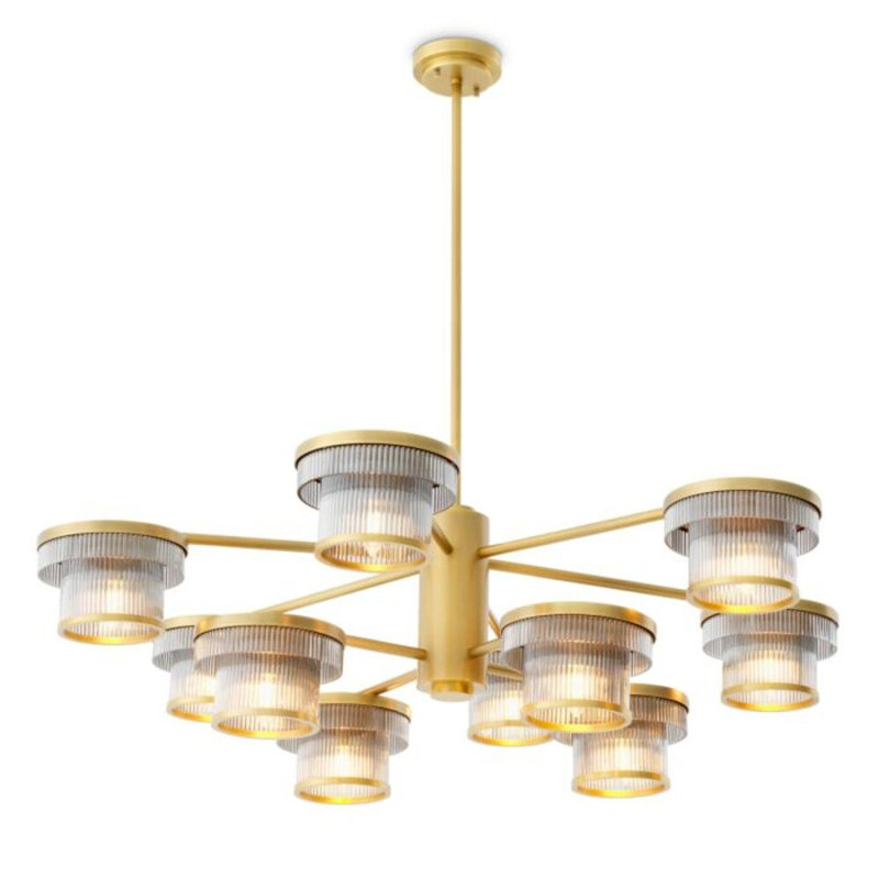 CDJ Chandelier Andromeda smoke glass, Antique Brass