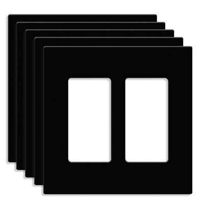 Enerlites Screwless Decorator/GFCI Two-Gang Wall Plate - Black