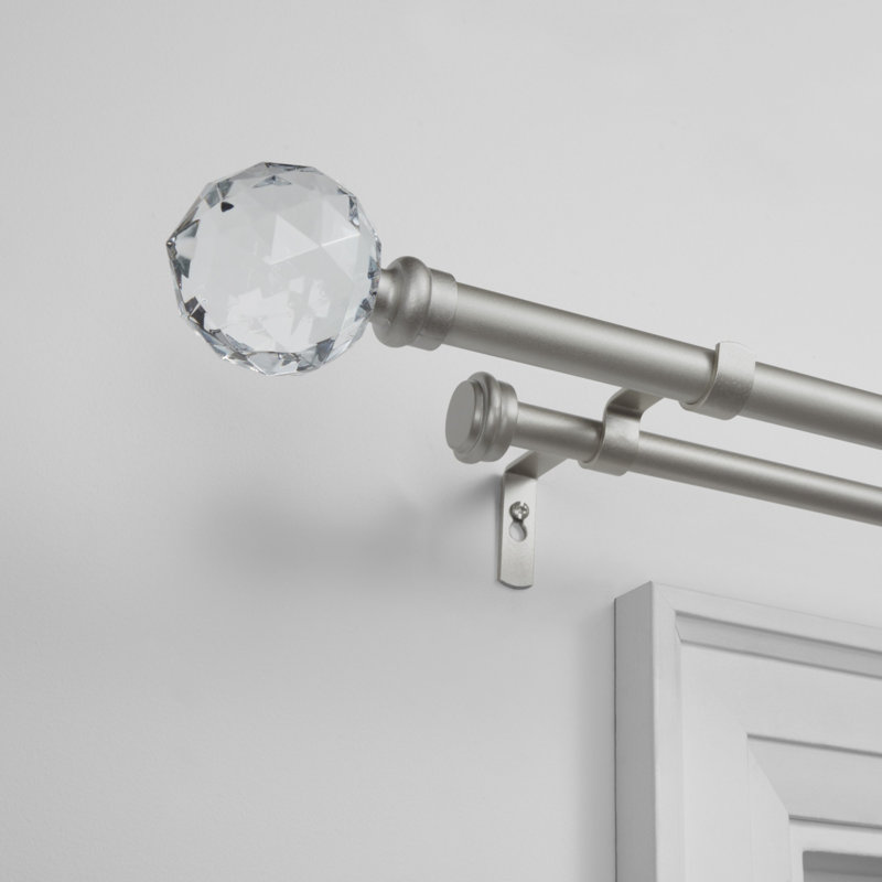 Tringle à rideaux double réglable 72 "à 120" Harmoni, H 2,4 po x l 72 po x P 2,4 po, Argenté mat