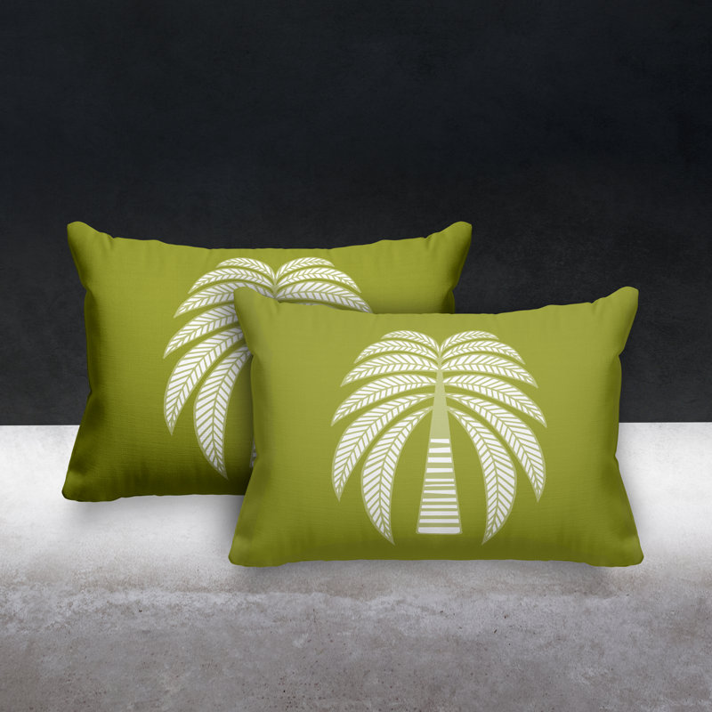 Polyester / Mélange de polyester Housse de coussin rectangulaire intérieure / extérieure lombaire et insert, Chartreuse