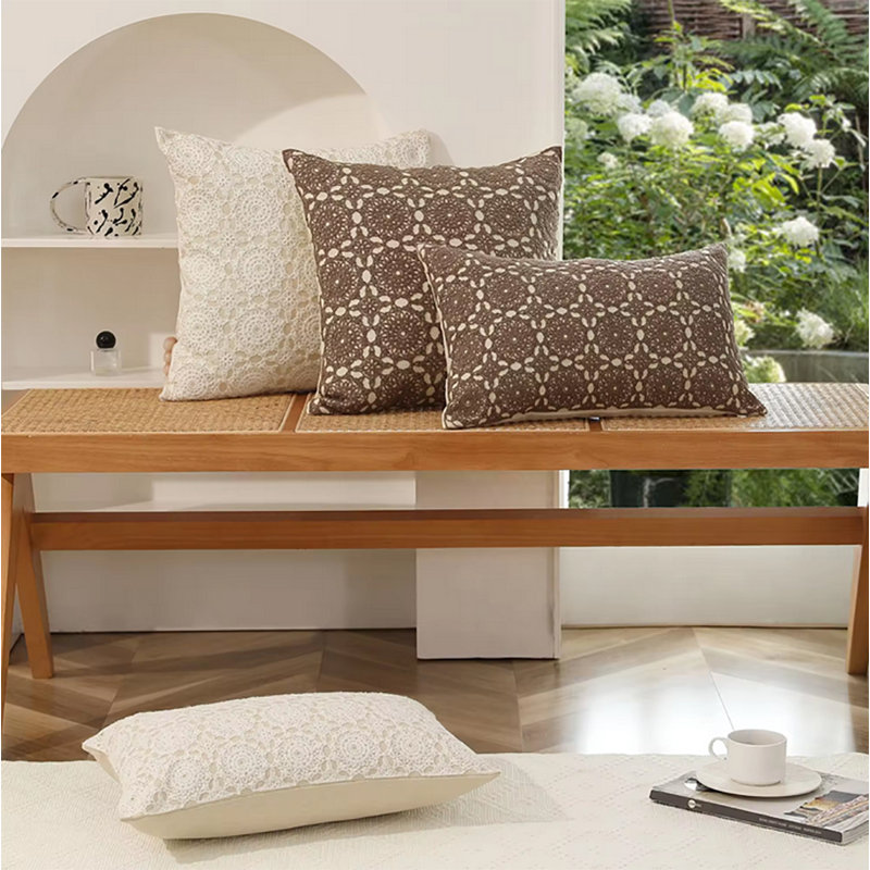 Geometric Pillow Cover, Brown Geometric, 12"H x 20"W, Rectangular