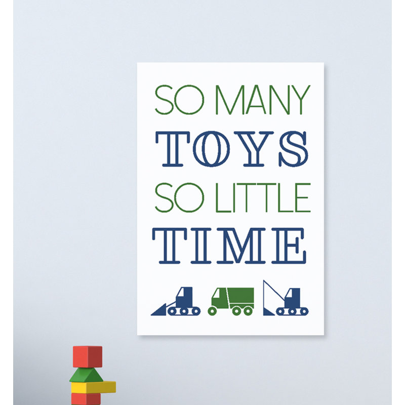 « so many many », art textuel pour les jouets so little time, Toile tendue, H 30 po x l 24 po x P 1,5 po