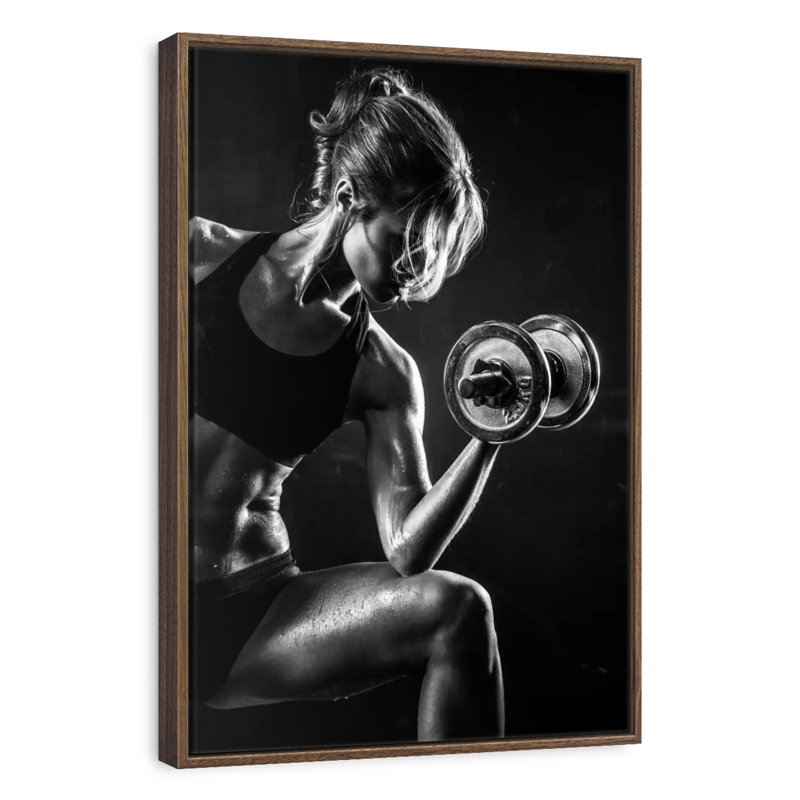 Fitness Lady, 17" x 25", Floating Frame Walnut