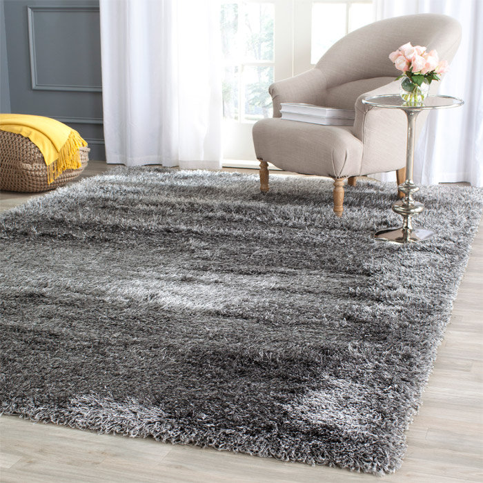 Tapis contemporain argenté Isaac Mizrahi, 8' x 10'
