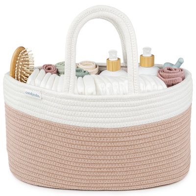 Comfy Cubs Diaper Caddy Organizer - Storage Bin and Car Travel Basket - Tote Bag with Dividers