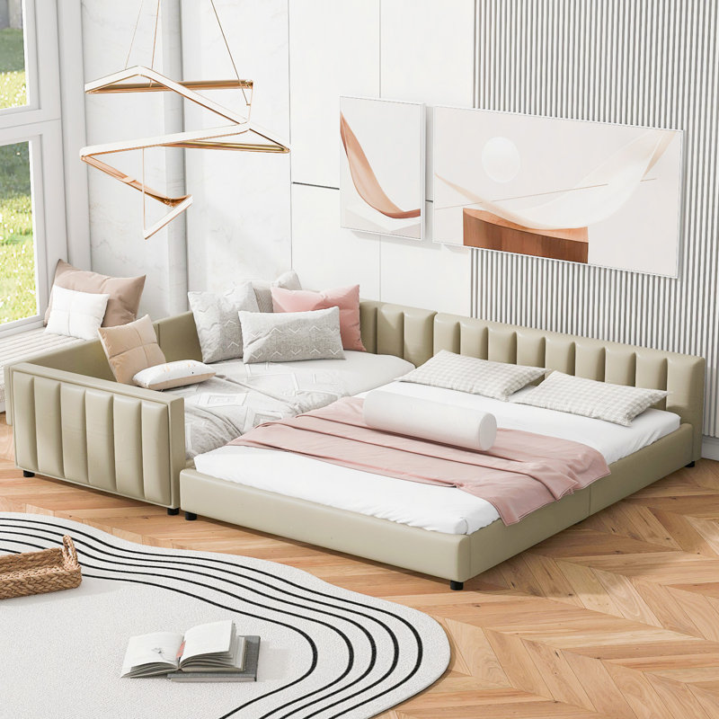 Upholstered Platform Bed, PU Leather