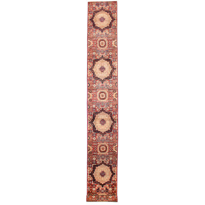 One-of-a-Kind 2′5″ X 19′11″ 1950s Wool Area Rug in Multicolor