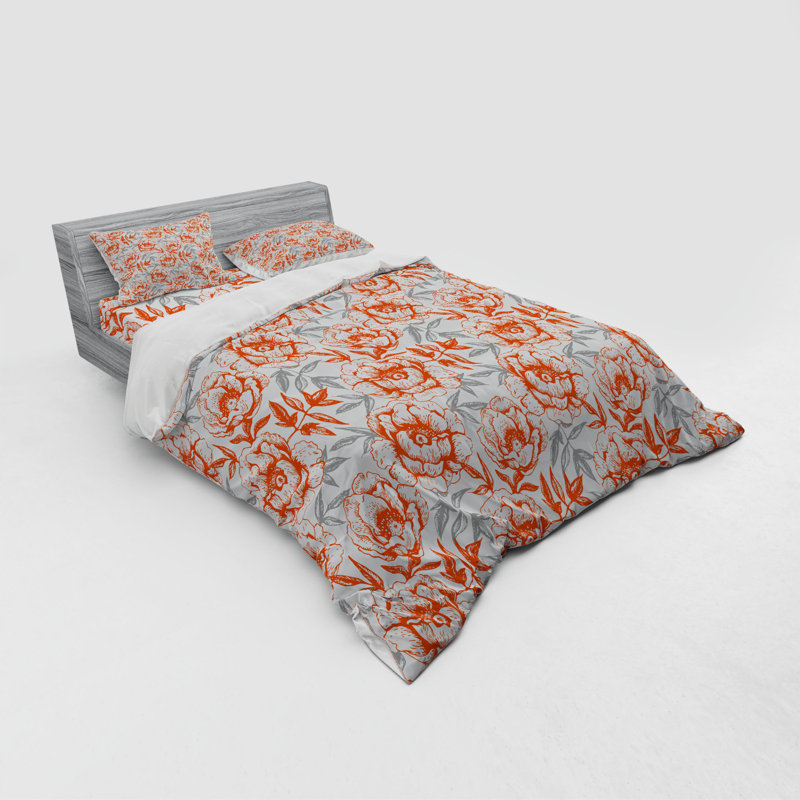 Farmhouse / Country Polyester Floral Duvet Cover, Queen Duvet Cover + 3 Additional Pieces